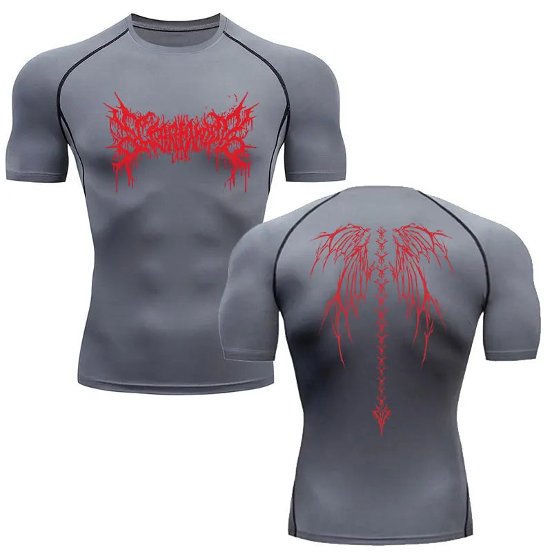 Camiseta de compresión para hombre, de manga corta, de secado rápido, para gimnasio y fitness