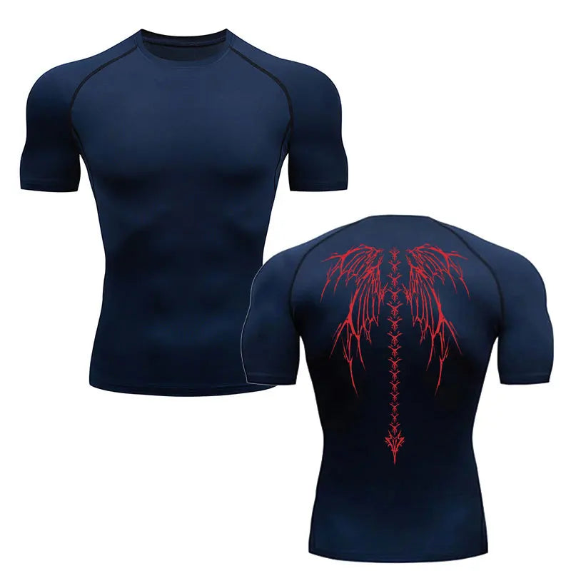 Camiseta de compresión para hombre, de manga corta, de secado rápido, para gimnasio y fitness