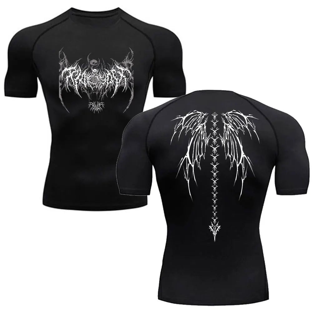 Camiseta de compresión para hombre, de manga corta, de secado rápido, para gimnasio y fitness