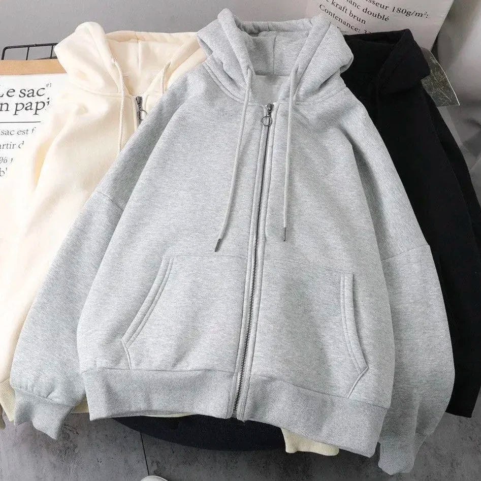 Sudadera con capucha y cremallera de polar acolchado estilo americano para mujer
