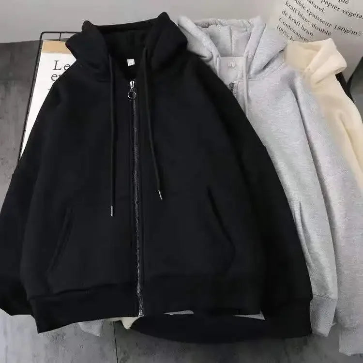 Sudadera con capucha y cremallera de polar acolchado estilo americano para mujer