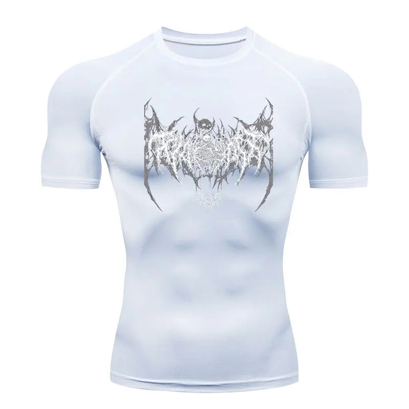Camiseta de compresión para hombre, de manga corta, de secado rápido, para gimnasio y fitness