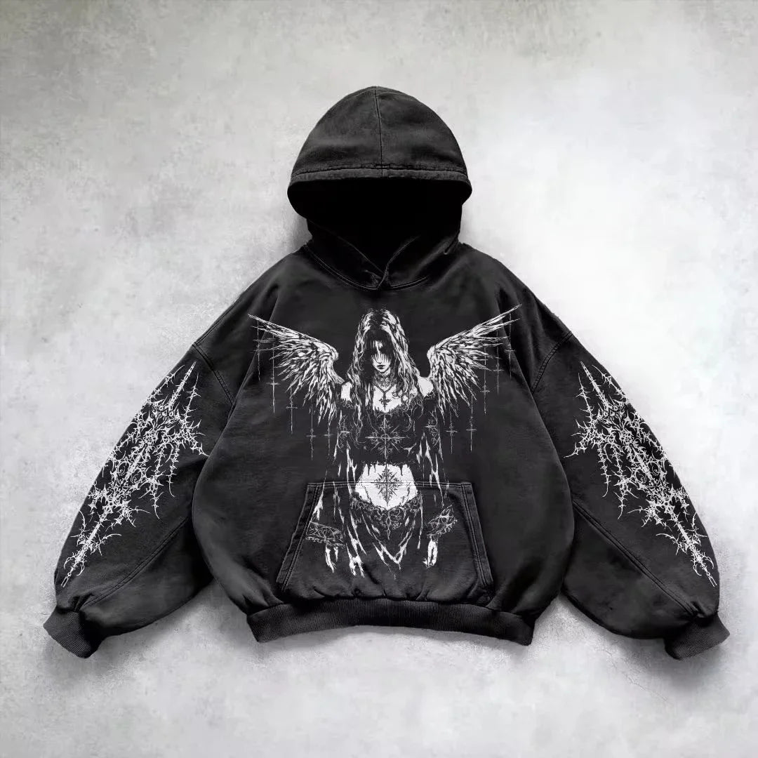 Sudadera con capucha y cremallera de polar acolchado estilo americano para mujer