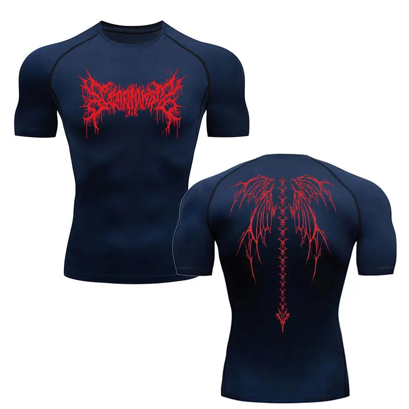 Camiseta de compresión para hombre, de manga corta, de secado rápido, para gimnasio y fitness