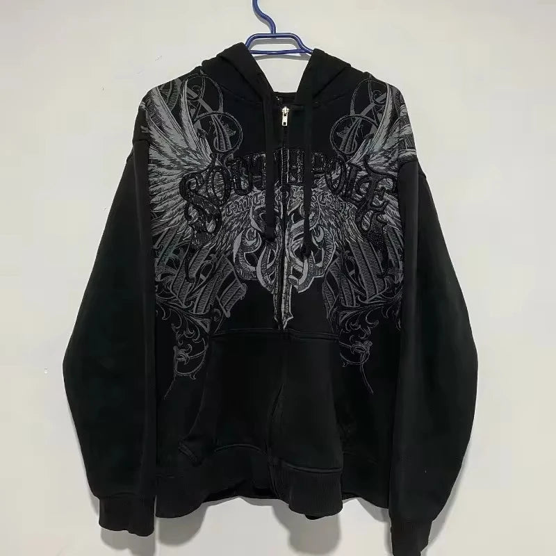 Sudadera con capucha y cremallera de polar acolchado estilo americano para mujer
