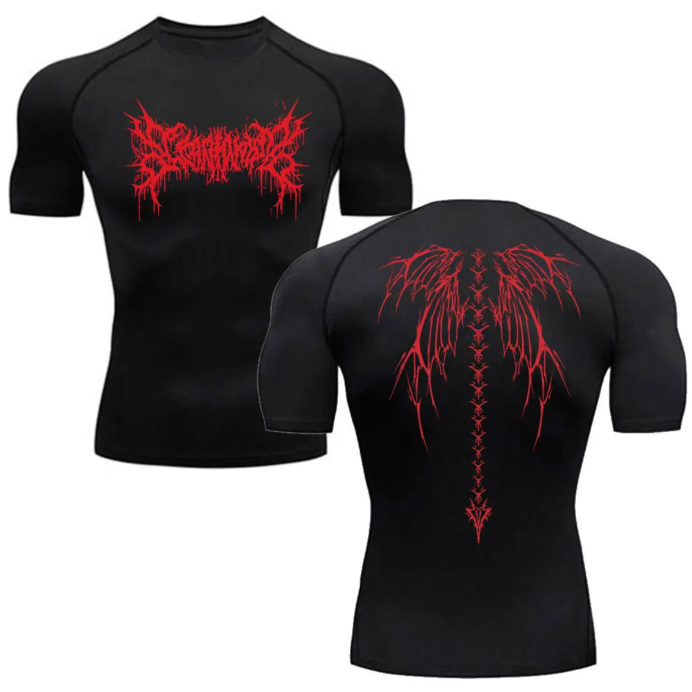 Camiseta de compresión para hombre, de manga corta, de secado rápido, para gimnasio y fitness