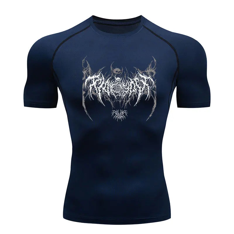 Camiseta de compresión para hombre, de manga corta, de secado rápido, para gimnasio y fitness