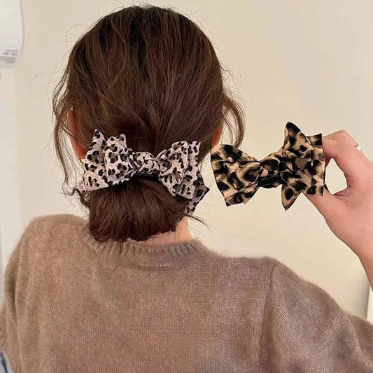 vintage leopard print bow hair accessory