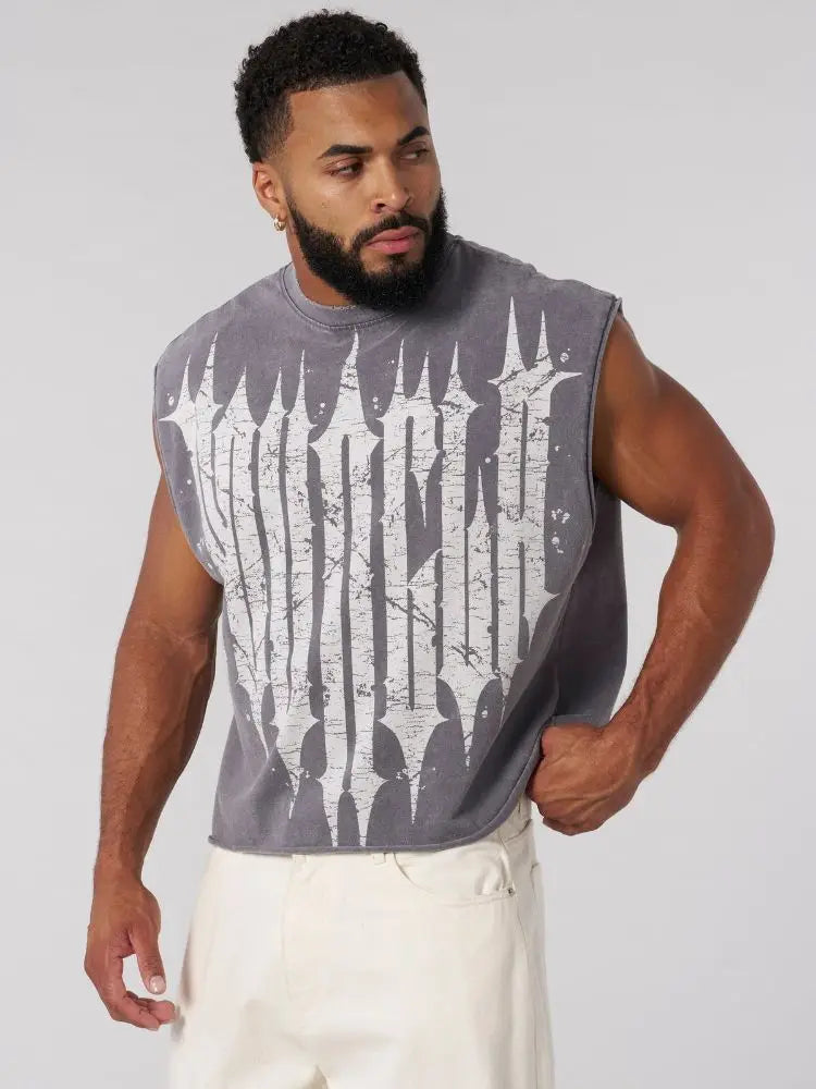 Camiseta masculina sem mangas, roupa esportiva de ginástica para jovens adultos