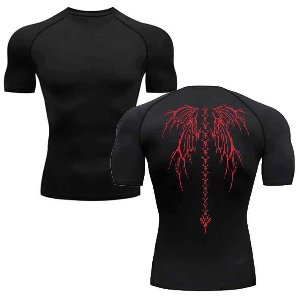 Camiseta de compresión para hombre, de manga corta, de secado rápido, para gimnasio y fitness