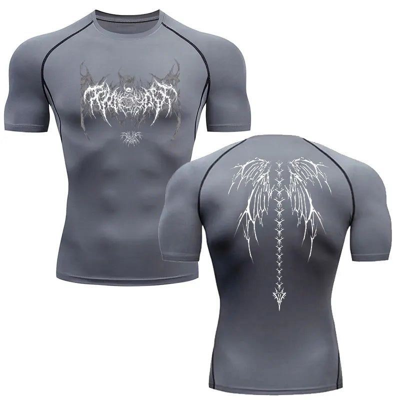 Camiseta de compresión para hombre, de manga corta, de secado rápido, para gimnasio y fitness