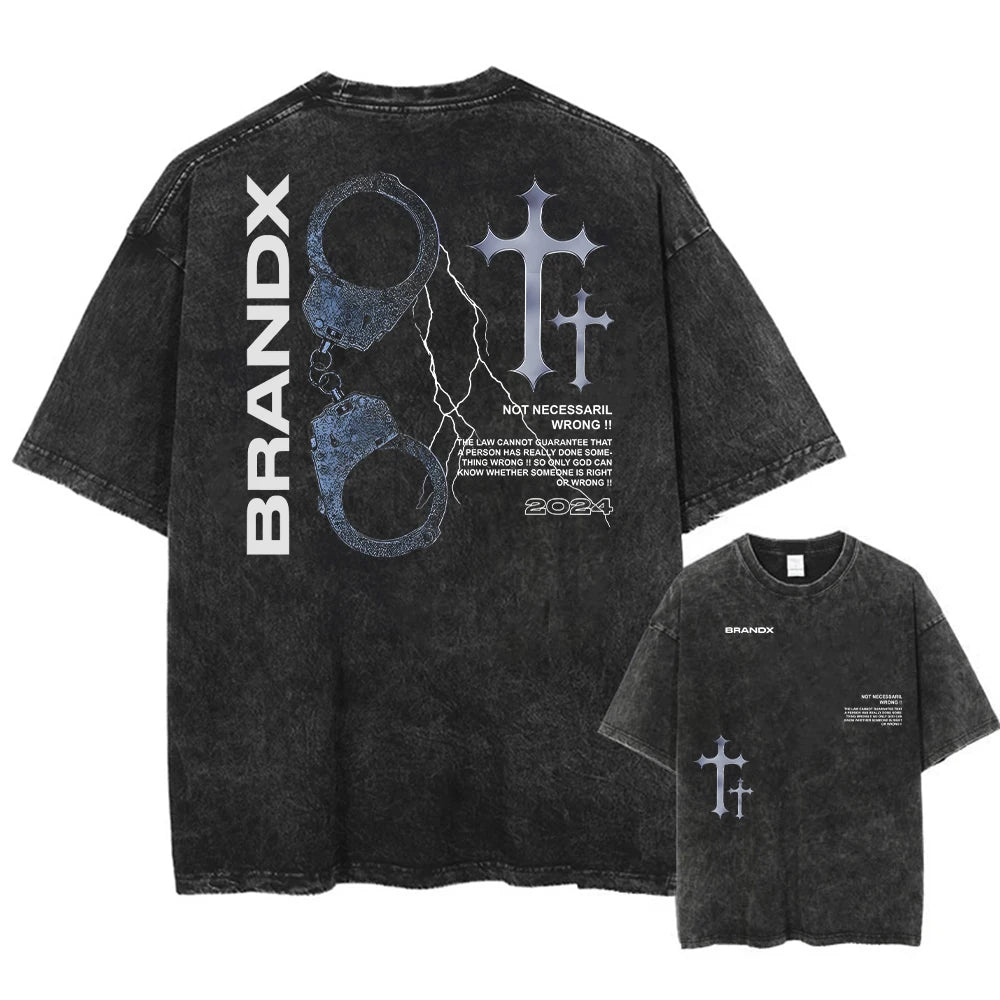 Vintage cotton t-shirt, gothic urban clothing