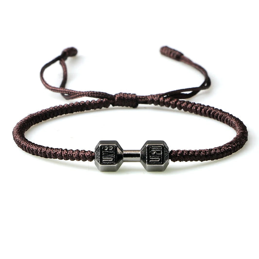 Pulseras de mancuernas con dijes para hombre, hechas a mano, con nudo trenzado, ajustables, para mujer, joyería energética para fitness, regalos para parejas