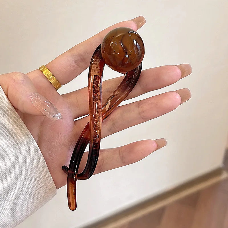 Elegante pinza para el cabello con diseño de cuentas acrílicas y perlas de imitación, accesorio elegante para el cabello de mujer.