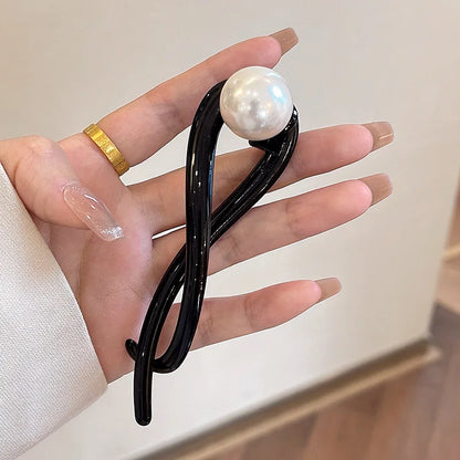 Elegante pinza para el cabello con diseño de cuentas acrílicas y perlas de imitación, accesorio elegante para el cabello de mujer.