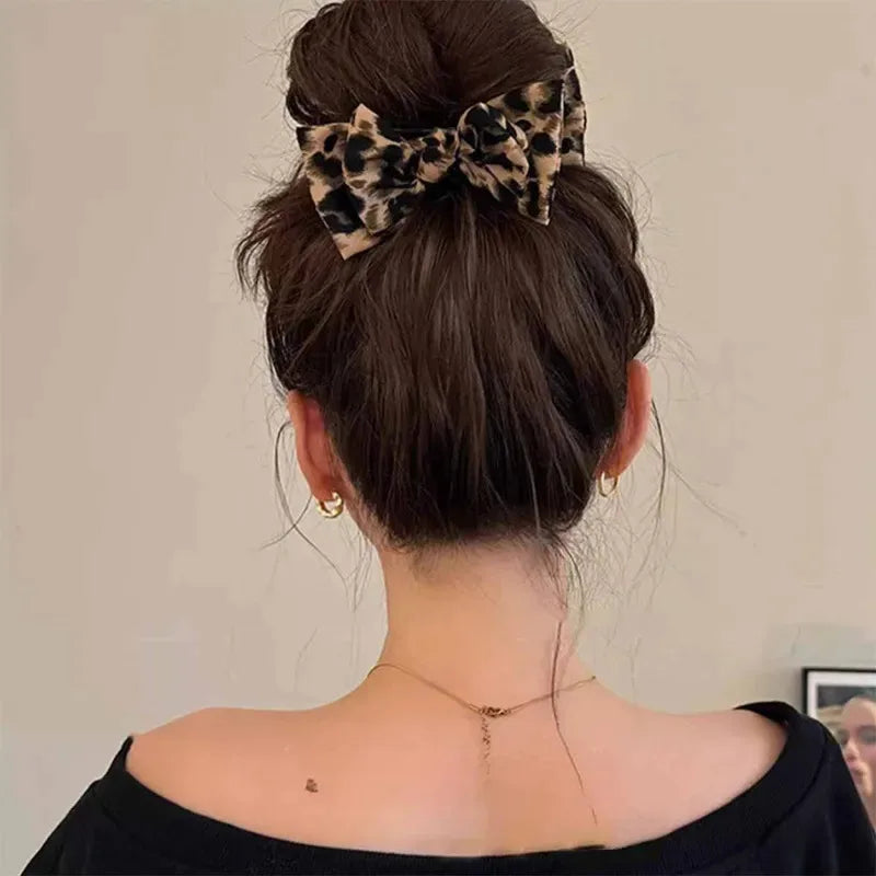 vintage leopard print bow hair accessory