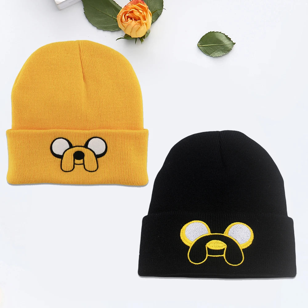 Gorro de punto bordado "Jack de Hora de Aventuras" – Cálido y acogedor