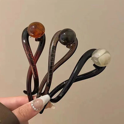 Elegante pinza para el cabello con diseño de cuentas acrílicas y perlas de imitación, accesorio elegante para el cabello de mujer.