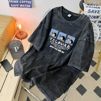 Camiseta vintage de algodón estilo americano.