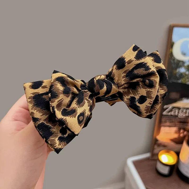 vintage leopard print bow hair accessory