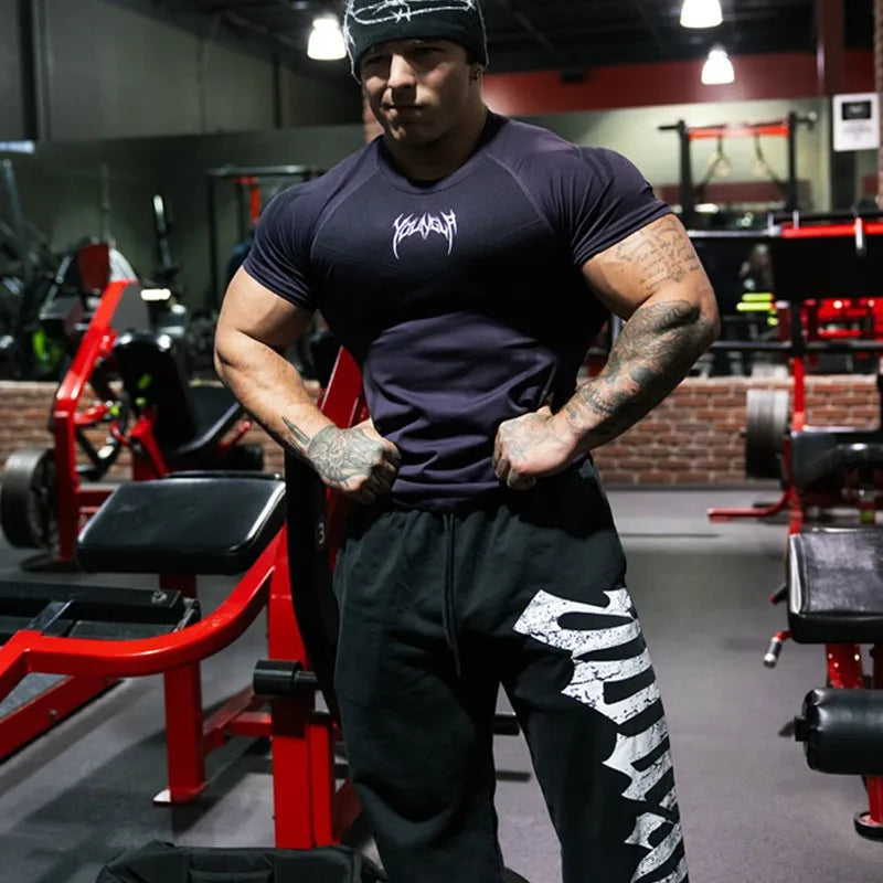 Men's T-shirt, high-elastic training tights, short-sleeved T-shirts YOUNG LA