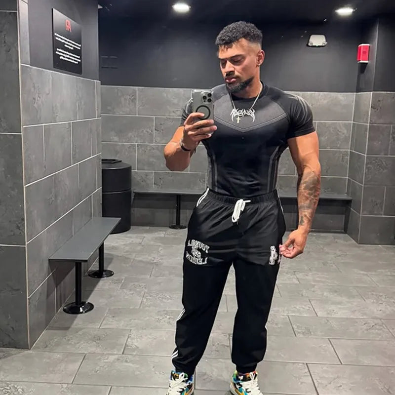 Men's T-shirt, high-elastic training tights, short-sleeved T-shirts YOUNG LA