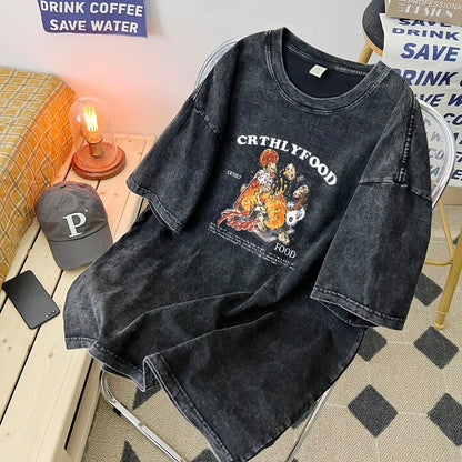 Camiseta vintage de algodón estilo americano.