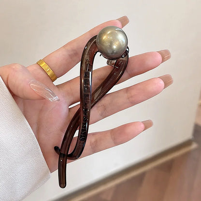 Elegante pinza para el cabello con diseño de cuentas acrílicas y perlas de imitación, accesorio elegante para el cabello de mujer.