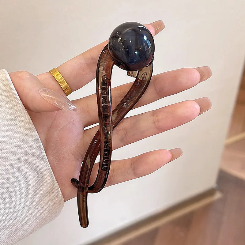 Elegante pinza para el cabello con diseño de cuentas acrílicas y perlas de imitación, accesorio elegante para el cabello de mujer.