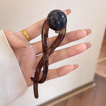 Elegante pinza para el cabello con diseño de cuentas acrílicas y perlas de imitación, accesorio elegante para el cabello de mujer.