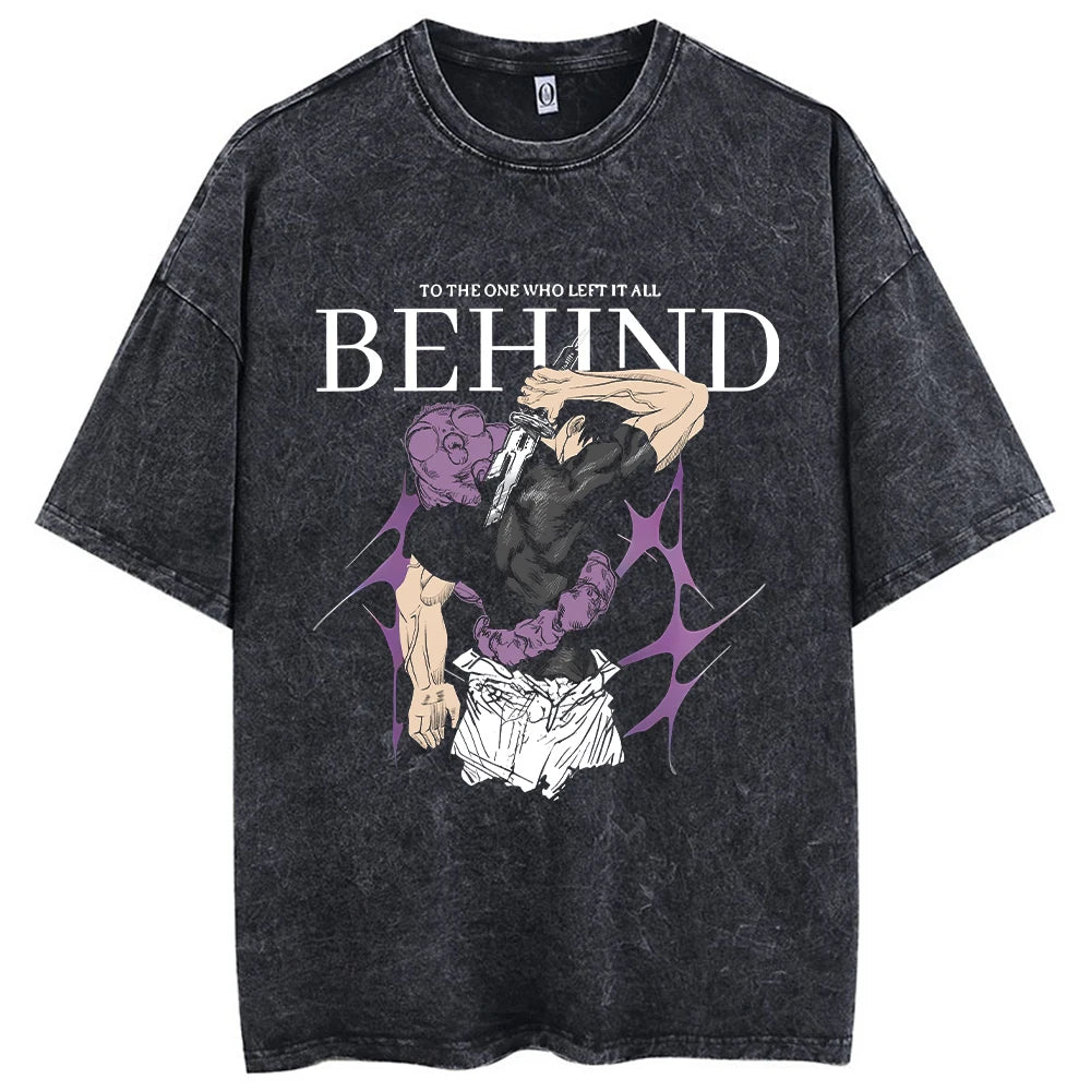 Camiseta estampada de Fushiguro Toji, ropa de Anime Jujutsu Kaisen para hombre y mujer, camisetas de manga corta de algodón lavado, camiseta Harajuku