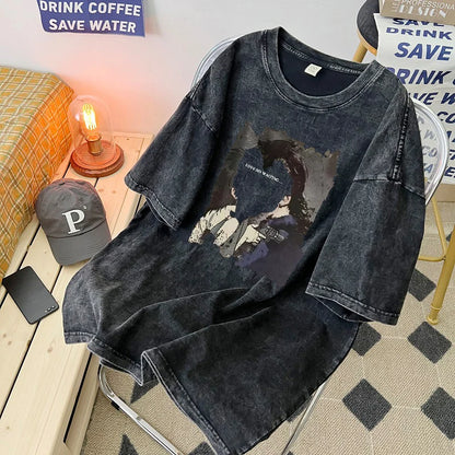 Camiseta vintage de algodón estilo americano.