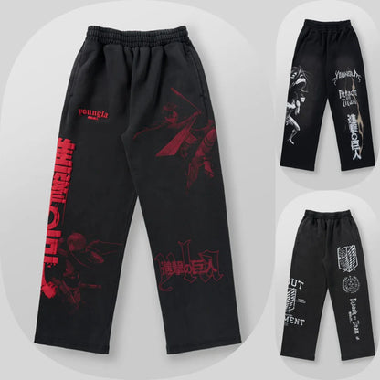 YLA Anime Print Wide Leg Pants