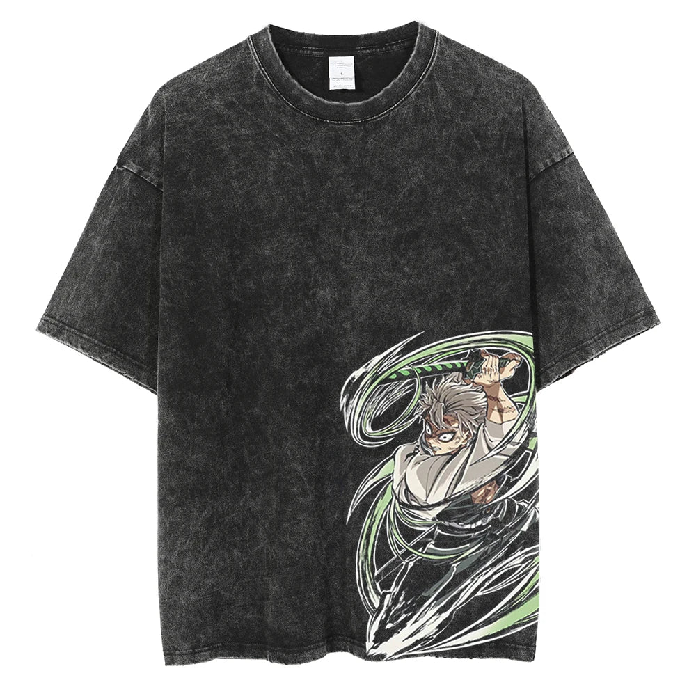 Camiseta gráfica de Demon Slayer: Kamado Tanjirou – Camiseta vintage de algodón