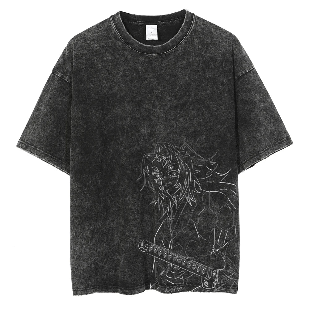Camiseta gráfica de Demon Slayer: Kamado Tanjirou – Camiseta vintage de algodón