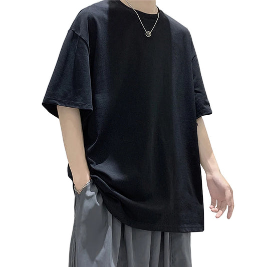 Camiseta masculina de algodão oversized – Loose Fit Streetwear