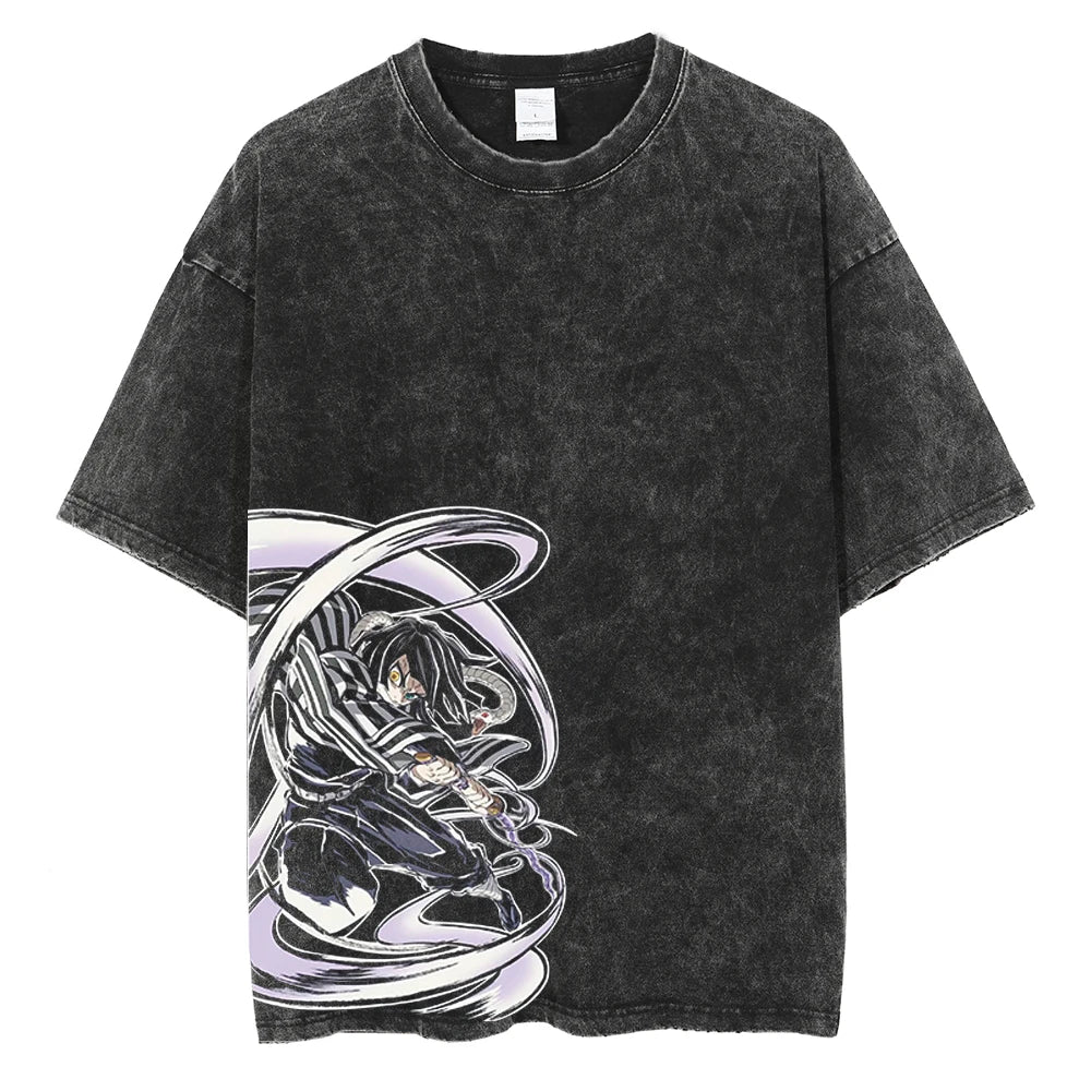 Camiseta gráfica de Demon Slayer: Kamado Tanjirou – Camiseta vintage de algodón